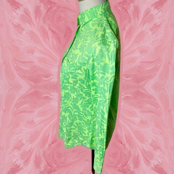 J. Crew ‘Boy’ Button-Up Shirt in Tropical Leaf Print “Light Green Neon” Size 0 - Picture 8 of 15